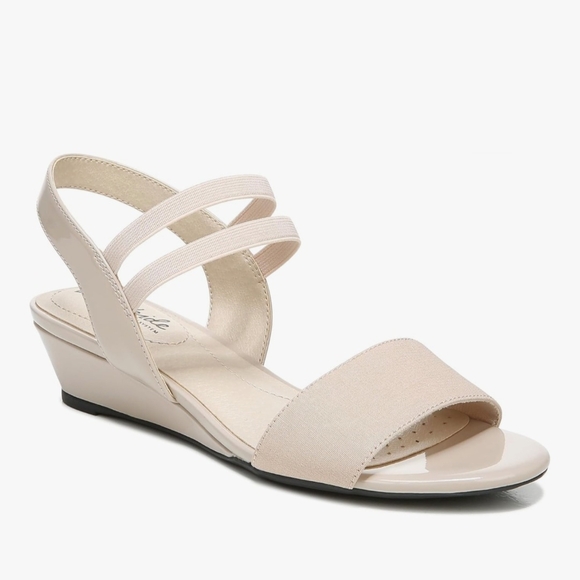 Life Stride Nude Strappy Wedge Sandals - Picture 1 of 8